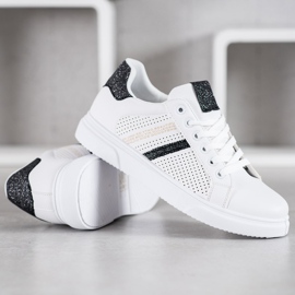 SHELOVET Baskets blanches ajourées le noir 4