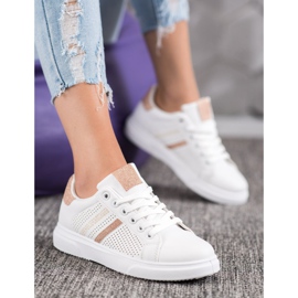 SHELOVET Baskets blanches ajourées jaune 5