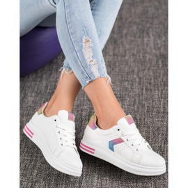 SHELOVET Baskets à empiècements pailletés blanc multicolore 1