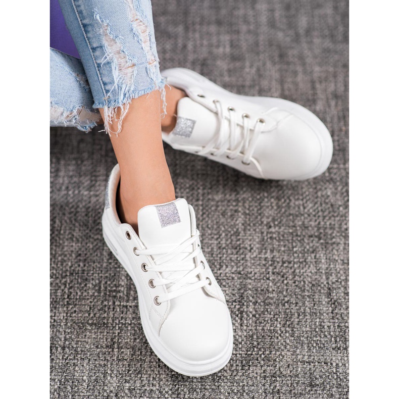 SHELOVET Baskets à empiècements pailletés blanche gris 1