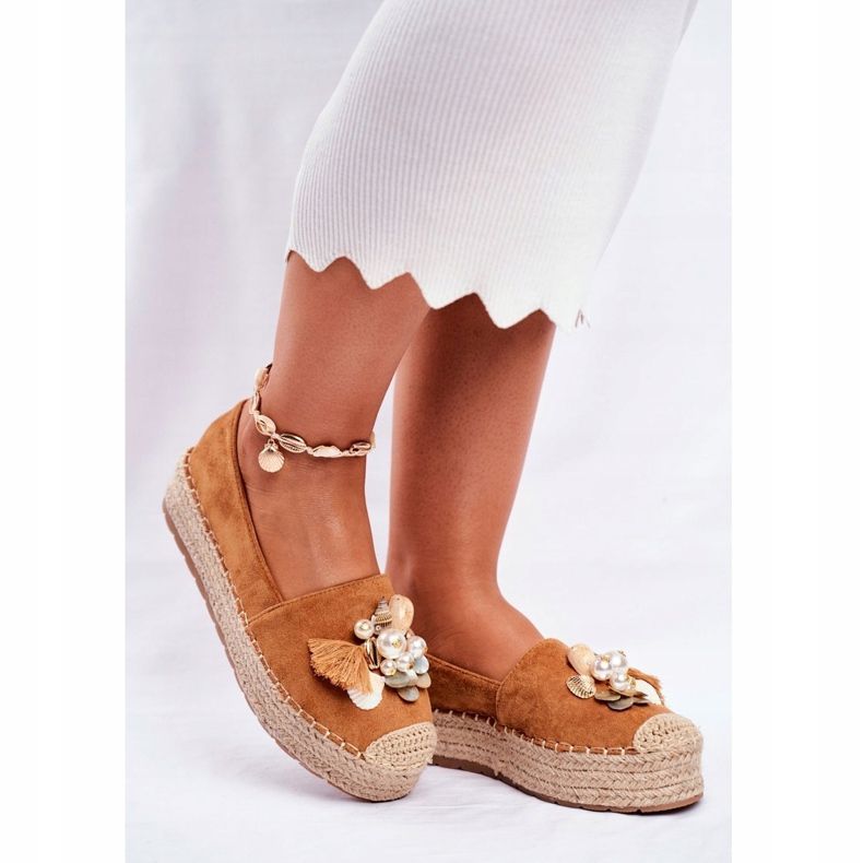 PS1 Espadrilles pour femmes sur la plate-forme en lin Camel Denver brun 1