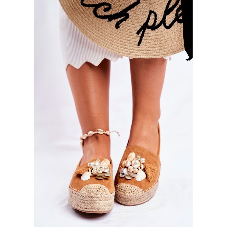 PS1 Espadrilles pour femmes sur la plate-forme en lin Camel Denver brun 2