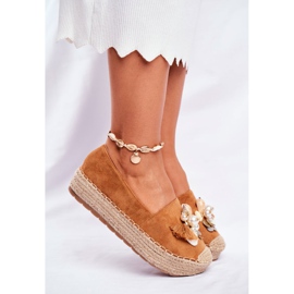 PS1 Espadrilles pour femmes sur la plate-forme en lin Camel Denver brun 3