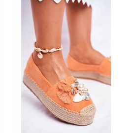 PS1 Espadrilles pour femmes sur la plate-forme en lin orange Denver 2