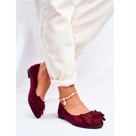 PS1 Ballerines femme Jordos en daim bordeaux rouge 3