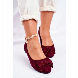 PS1 Ballerines femme Jordos en daim bordeaux rouge 4
