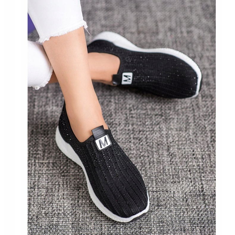 SHELOVET Chaussures Noires Avec Cristaux 2