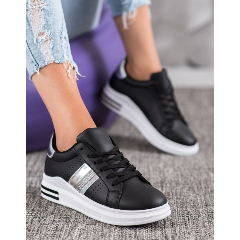 SHELOVET Baskets en cuir écologique le noir 1