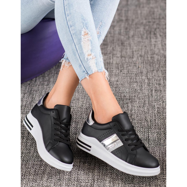 SHELOVET Baskets en cuir écologique le noir 2