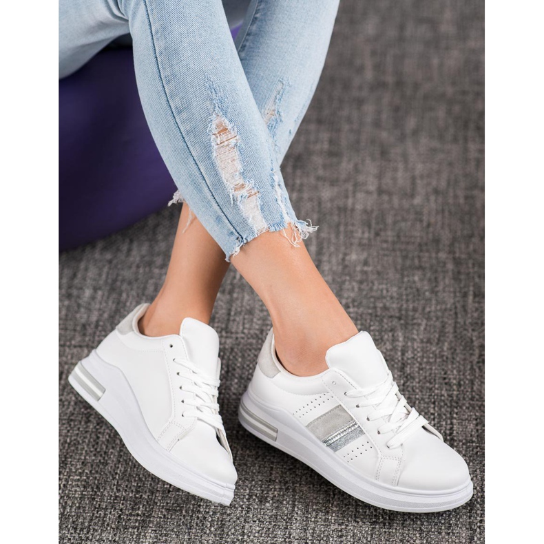 SHELOVET Baskets en cuir écologique blanc 2