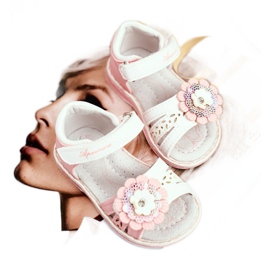 Apawwa Sandales pour enfants avec Velcro Flower Pink Mino blanche rose 1