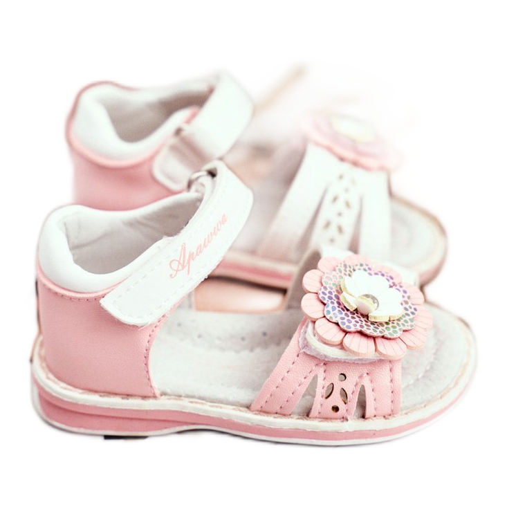 Apawwa Sandales pour enfants avec Velcro Flower Pink Mino blanc rose 4