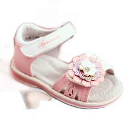 Apawwa Sandales pour enfants avec Velcro Flower Pink Mino blanc rose 2