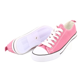Baskets nouées chaussures femme American Club roses 3