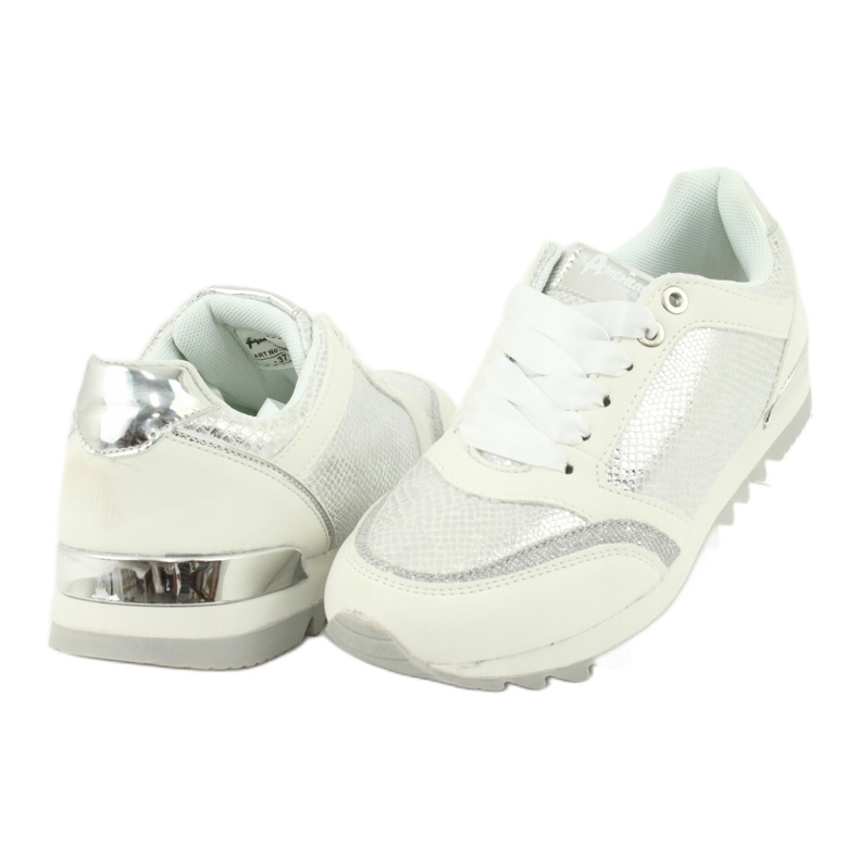 American Club Chaussures de sport pour femmes 16355 blanc / argent gris 3