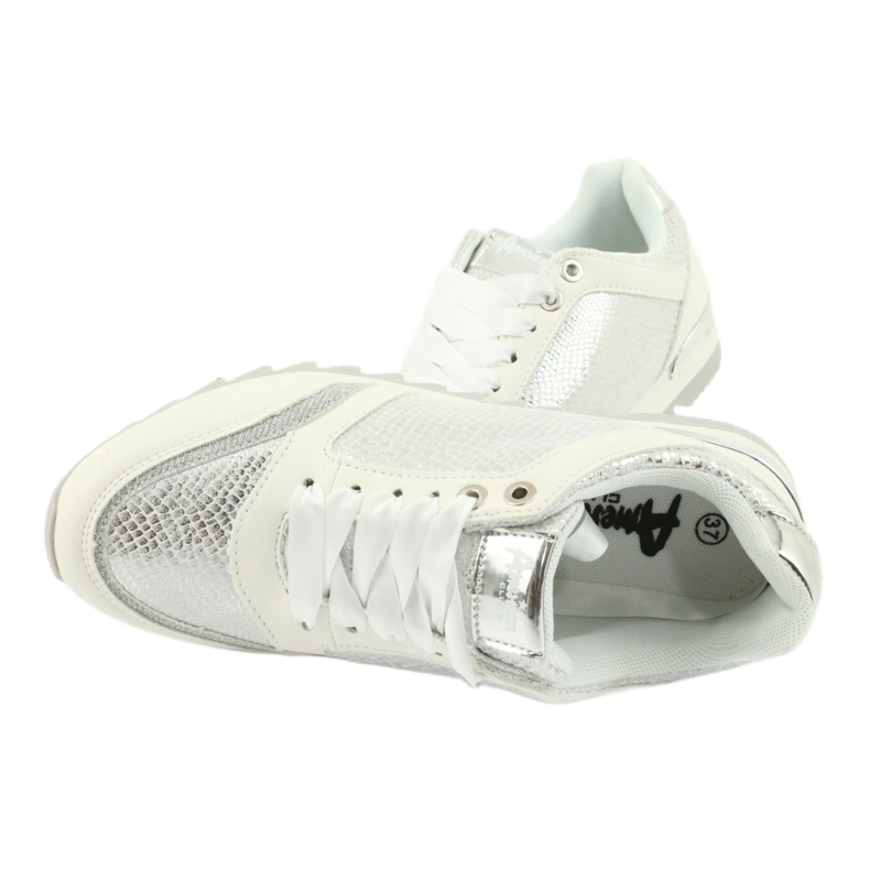 American Club Chaussures de sport pour femmes 16355 blanc / argent gris 4