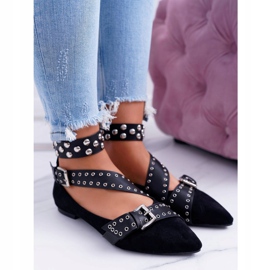 Lu Boo Black Ballerina Straps Rivets En Spitz Esteria noir 1