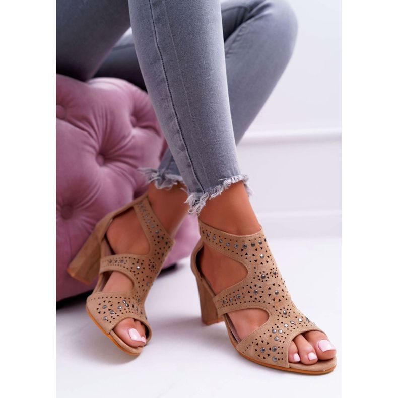 Sandales pour femmes à talons hauts Lu Boo avec découpes Camel Things brun 2
