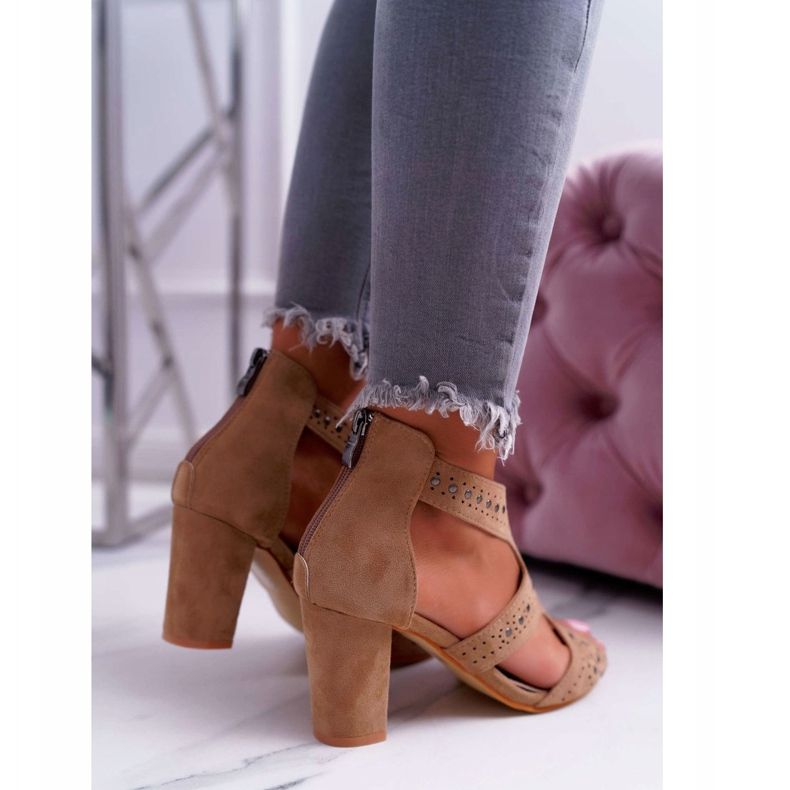 Sandales pour femmes à talons hauts Lu Boo avec découpes Camel Things brun 1