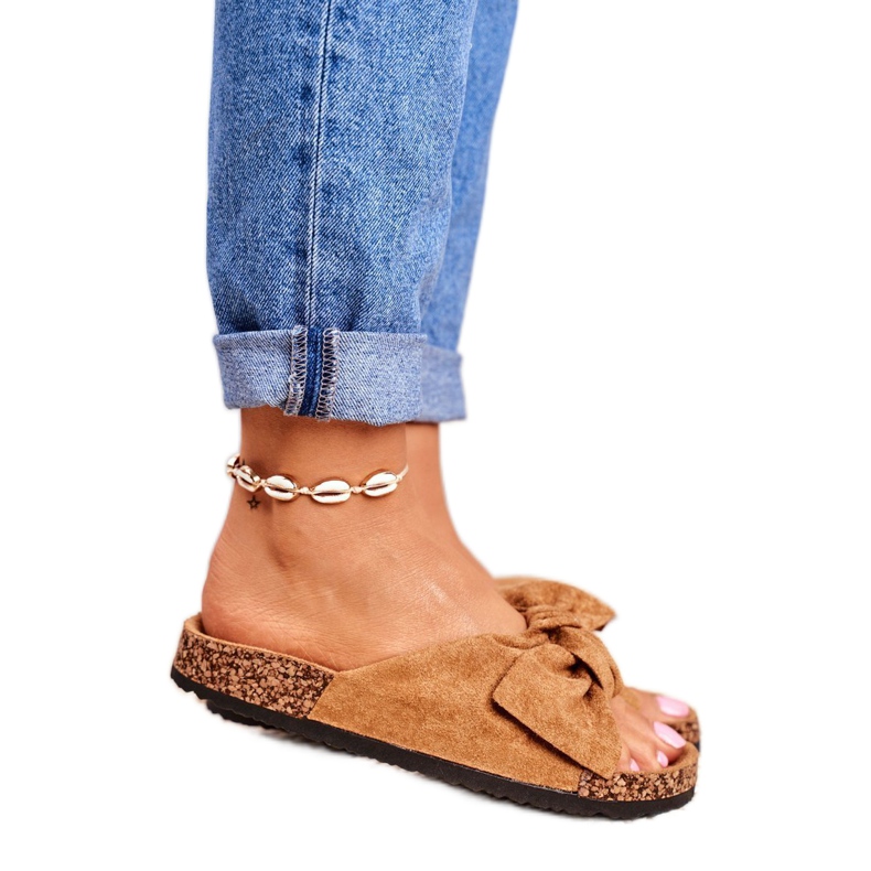 NFR Pantoufles Marron Pour Femmes Avec Un Noeud Wendy Cork brun 2