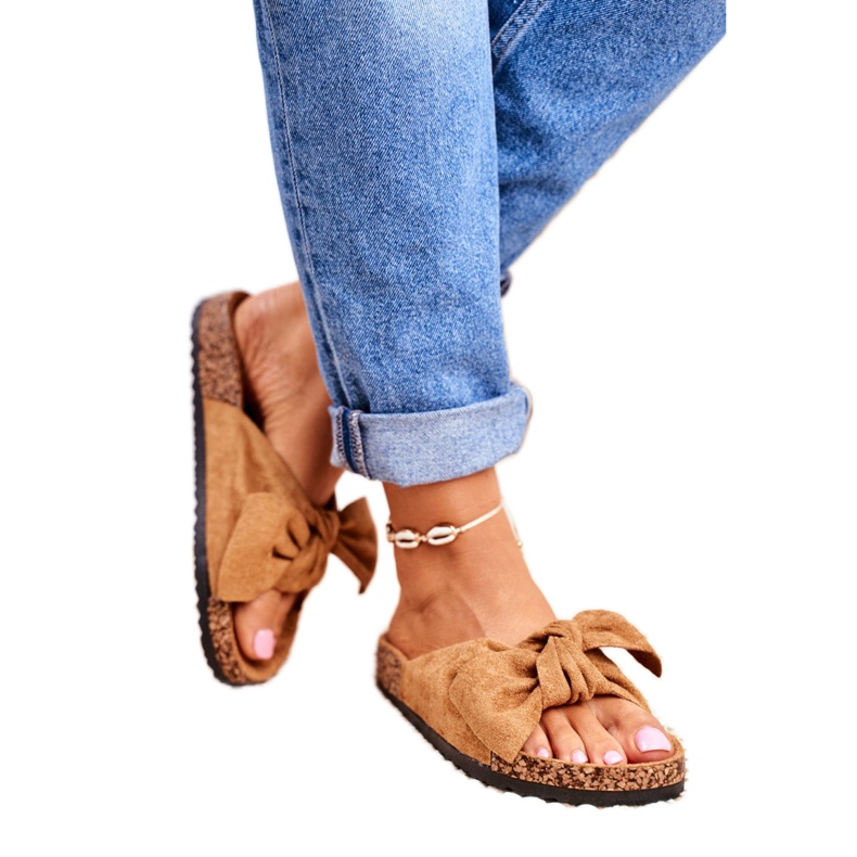 NFR Pantoufles Marron Pour Femmes Avec Un Noeud Wendy Cork brun 1