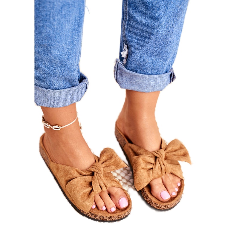 NFR Pantoufles Marron Pour Femmes Avec Un Noeud Wendy Cork brun 3