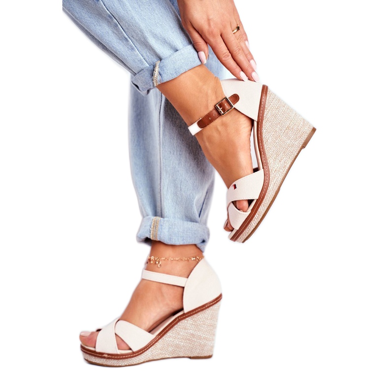 SEA Sandales Sur Compensées Pour Femmes Beige LaMane 1