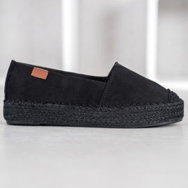 SHELOVET Espadrilles Noires En Daim 2