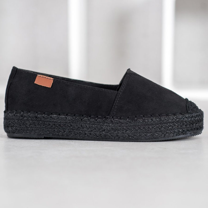 SHELOVET Espadrilles Noires En Daim 2