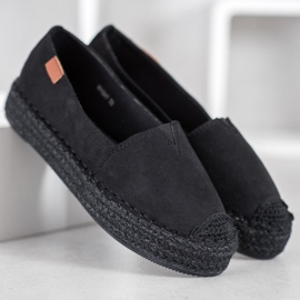 SHELOVET Espadrilles Noires En Daim le noir 5