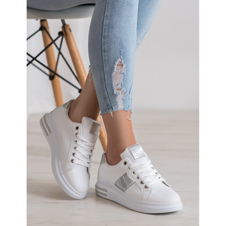 RTX WALK Baskets avec inserts argentés blanc gris 2