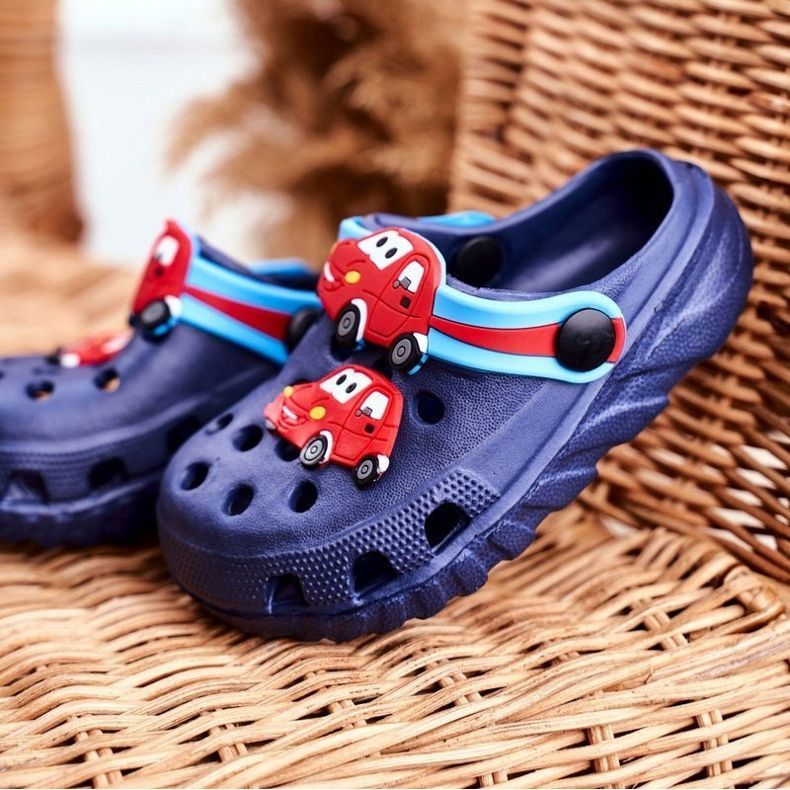 PB2 Chaussons Enfant Foam Crocs Bleu Marine Cars Bruno 1