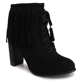 Bottines en daim sur un poteau Boho F-148 NOIR le noir 2