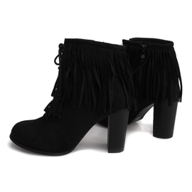 Bottines en daim sur un poteau Boho F-148 NOIR le noir 1