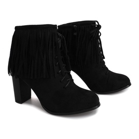Bottines en daim sur un poteau Boho F-148 NOIR le noir 3