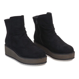 Bottines compensées en daim noir T122 le noir 2