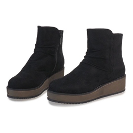 Bottines compensées en daim noir T122 le noir 3