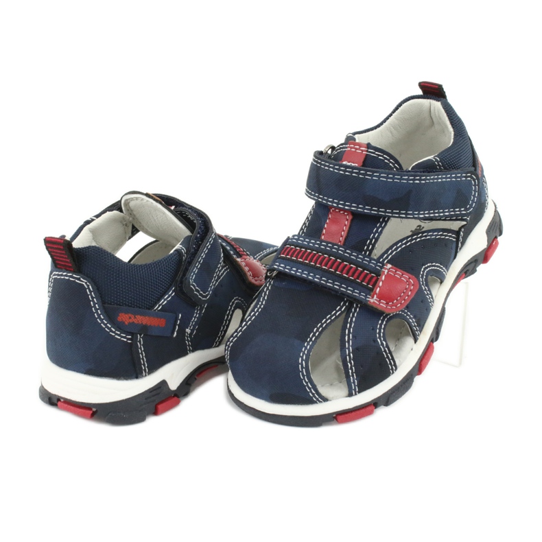 Apawwa Sandales Enfant avec Velcro Marine Goreno rouge bleu marine 3