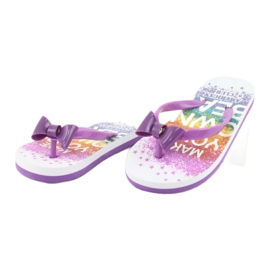 American Club Les tongs des filles, les tongs violets -flops avec un arc 1