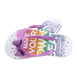 American Club Les tongs des filles, les tongs violets -flops avec un arc 2