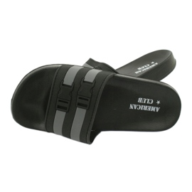 American Club Chaussons de piscine américain NH16 à deux rayures noir gris 2