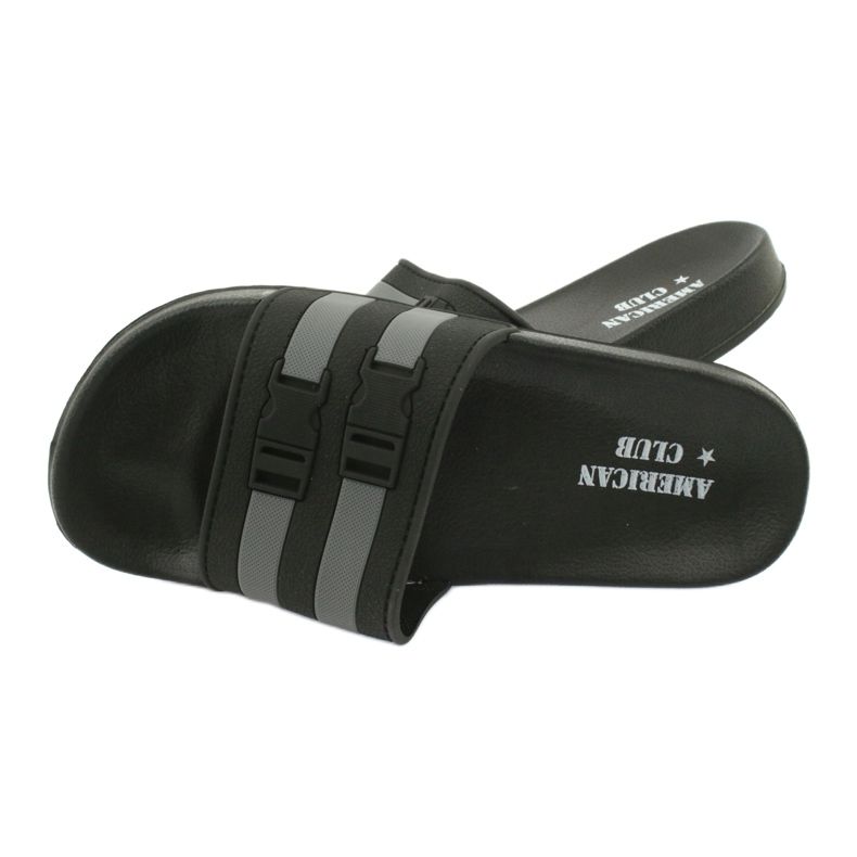 American Club Chaussons de piscine américain NH16 à deux rayures noir gris 2
