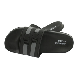 American Club Chaussons de piscine pour homme American NH15 à deux rayures noir gris 3