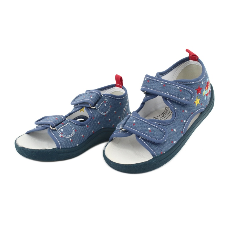 American Club Sandales américaines chaussures pour enfants semelle intérieure en cuir TEN28 rouge bleu jaune 2