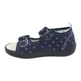 American Club Sandales américaines chaussures pour enfants semelle intérieure en cuir TEN28 bleu marine 1