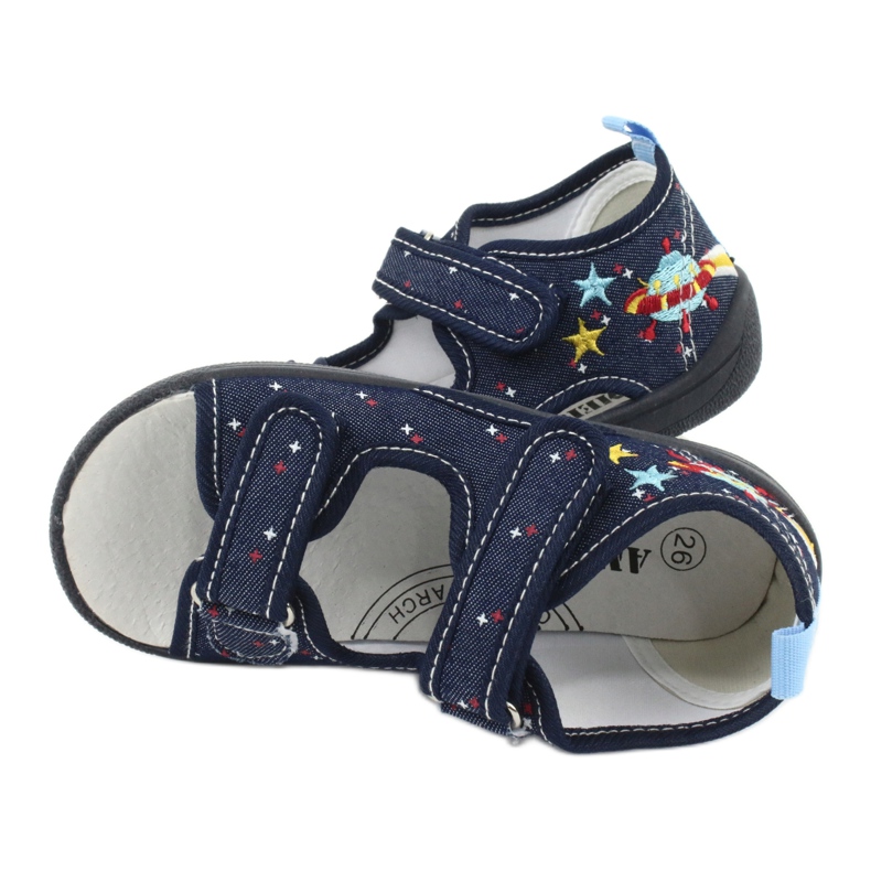 American Club Sandales américaines chaussures pour enfants semelle intérieure en cuir TEN28 bleu marine 4