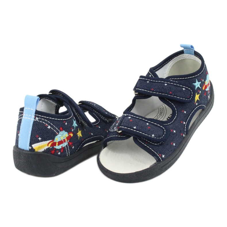 American Club Sandales américaines chaussures pour enfants semelle intérieure en cuir TEN28 bleu marin 3
