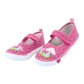 American Club Baskets ballerines avec coeurs Velcro TEN15 bleu rose vert 2