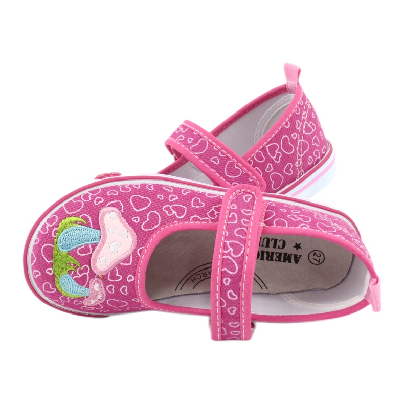 American Club Baskets ballerines avec coeurs Velcro TEN15 bleu rose vert 4