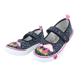 American Club Baskets ballerines avec coeurs Velcro TEN15 blanc bleu marine rose 2